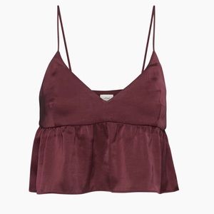 Aritzia Wilfred Lover Satin Camisole Burgundy